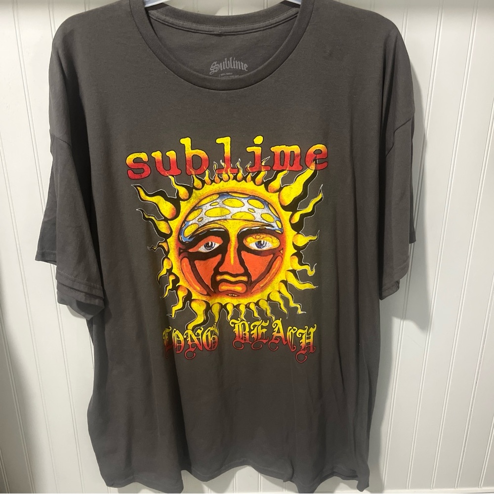 Sublime Long Beach Shirt Men's 3XL Gray Short Sleeve Graphic Print Cotton NEW